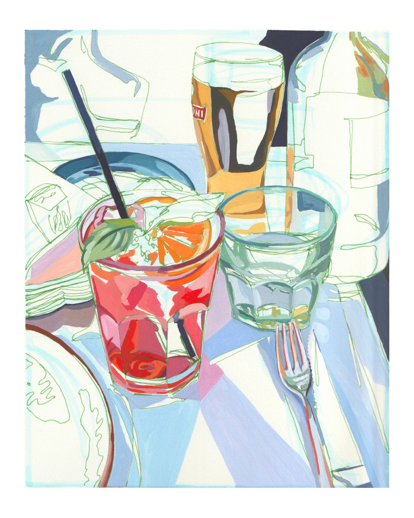 "Aperol Spritz" Cocktails in Italy Signed Giclée Print