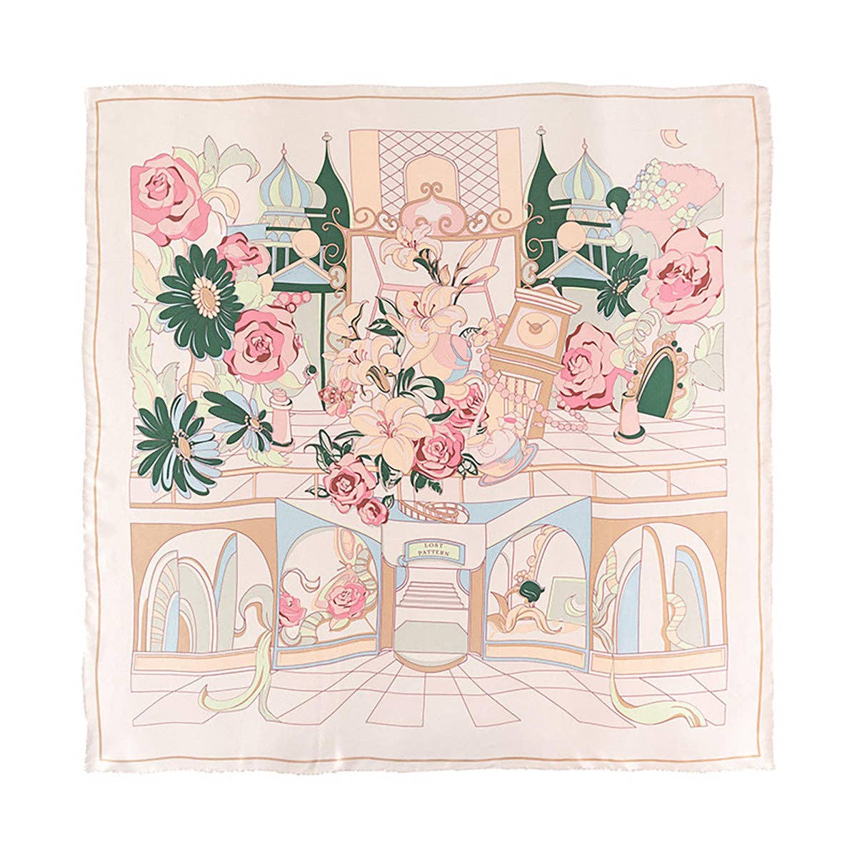 "Vintage Blooms" Large Silk Scarf