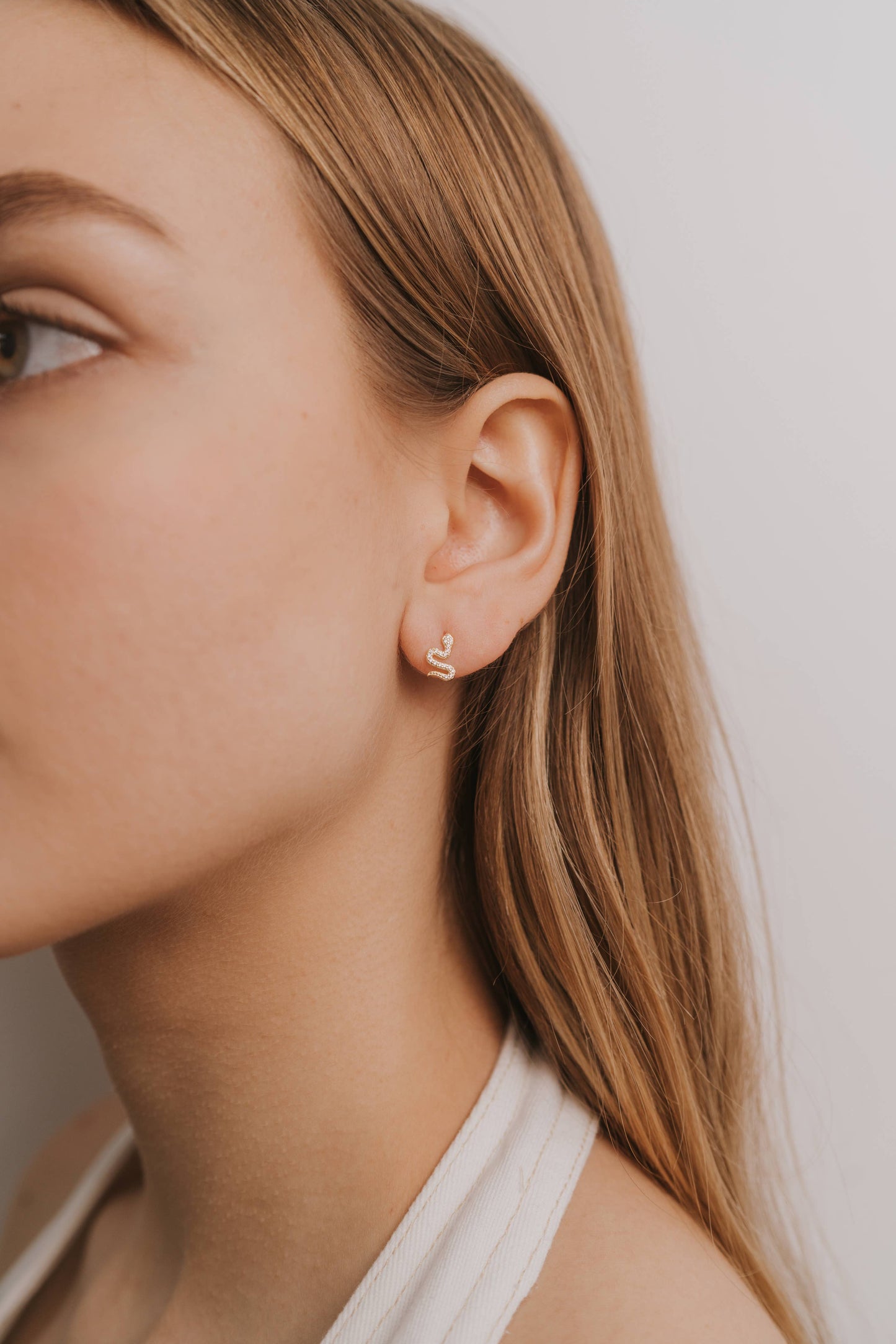 Pave Stud Snake Earrings