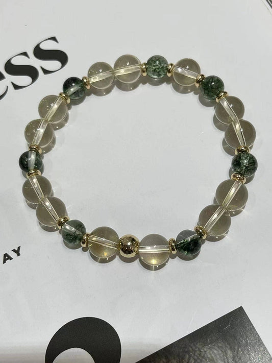 Gold Citrine & Green Phantom Quartz Bracelet for Abundance