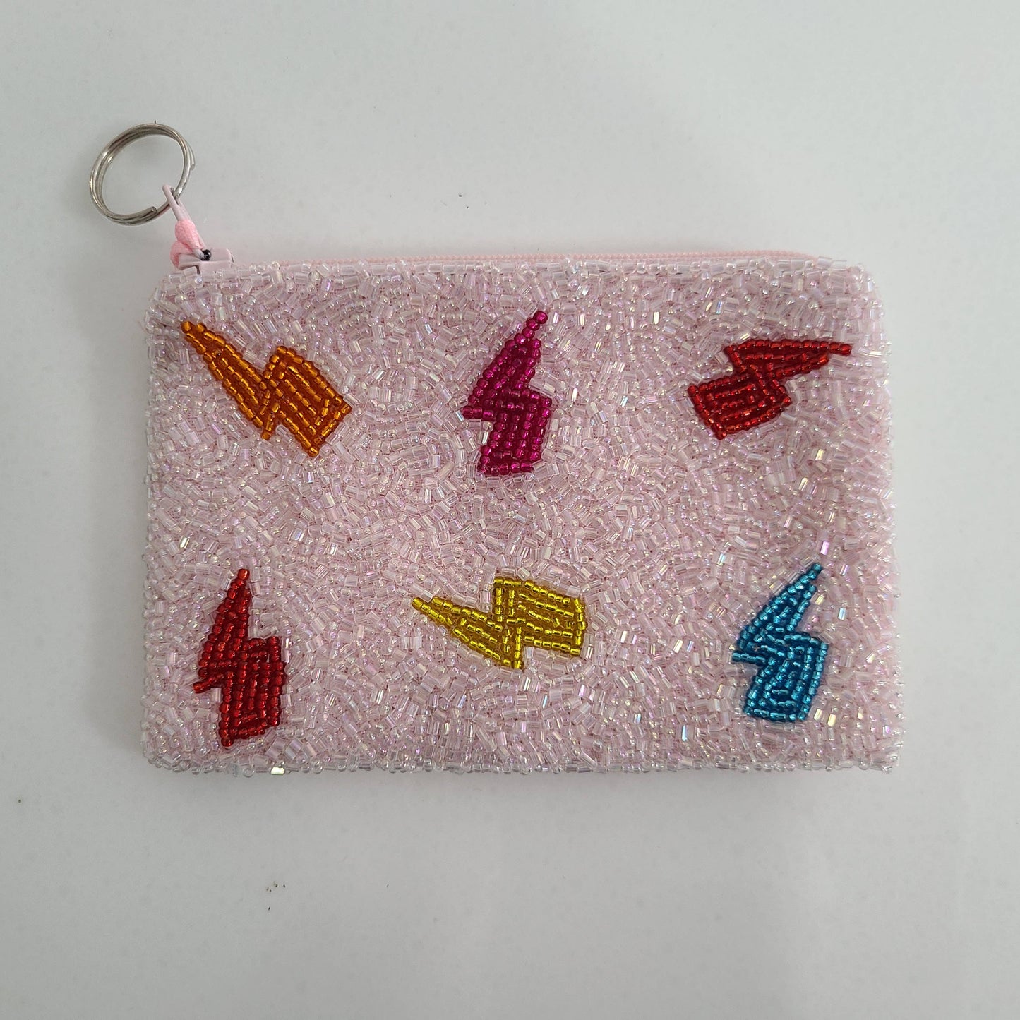 Pink Bolt Beaded Coin Purse